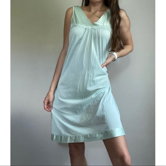 Vintage Mint Green Satin Nightgown